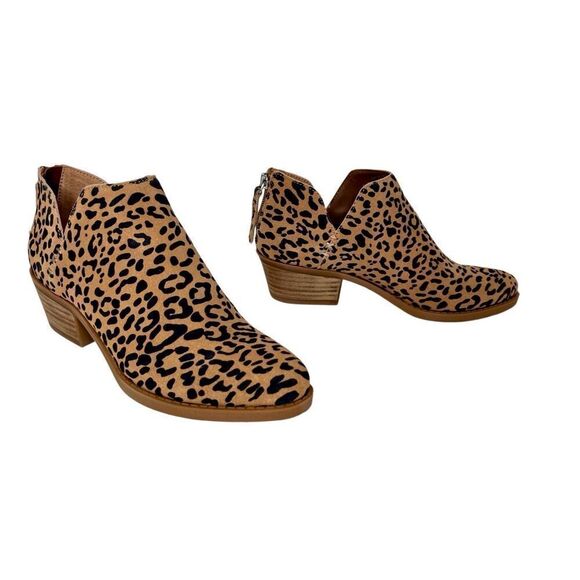 BP Leopard Leather Suede Side Zip Bootie Boot 6M NIB Mob Wife Animal Print - Picture 5 of 9